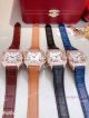 New Copy Cartier Santos de Diamond Watch Rose Gold Brown Leather Strap (6)_th.jpg